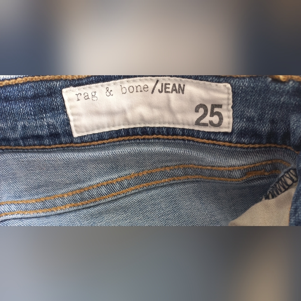 Rag & Bone Women's Mid-Rise Blue Distressed Skinny Jeans Size 25 US - Picture 12 of 16
